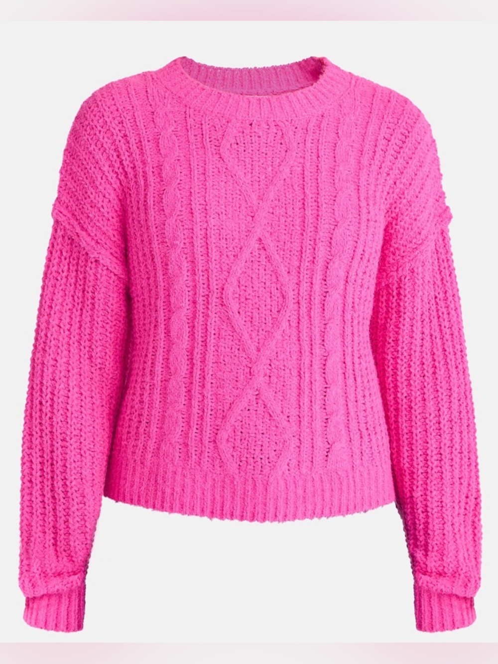 No Boundaries Cable Knit Sweater, Midweight, Women's
